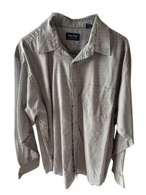 John Blair Men's Gray Pinstripe Dress Shirt